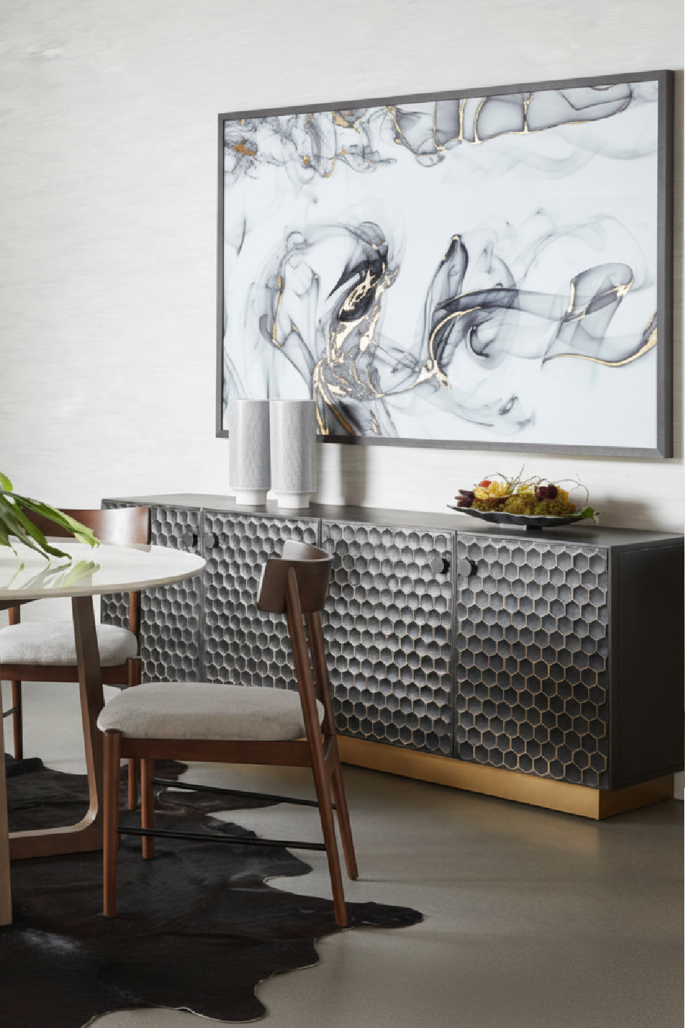 Black Iron Honeycomb Pattern Sideboard by Splendido Hive, alternate view 10
