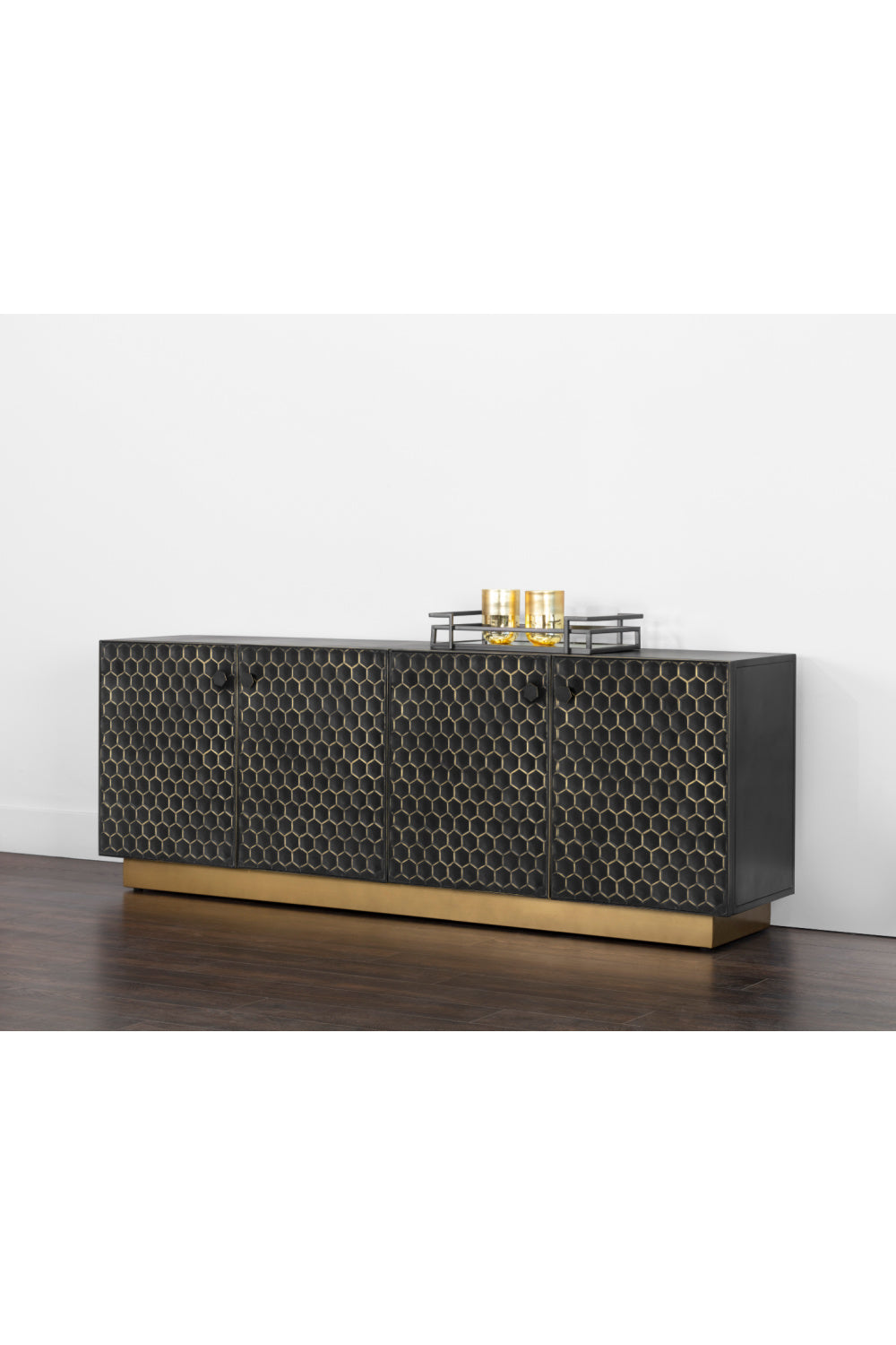 Black Iron Honeycomb Pattern Sideboard by Splendido Hive, alternate view 15
