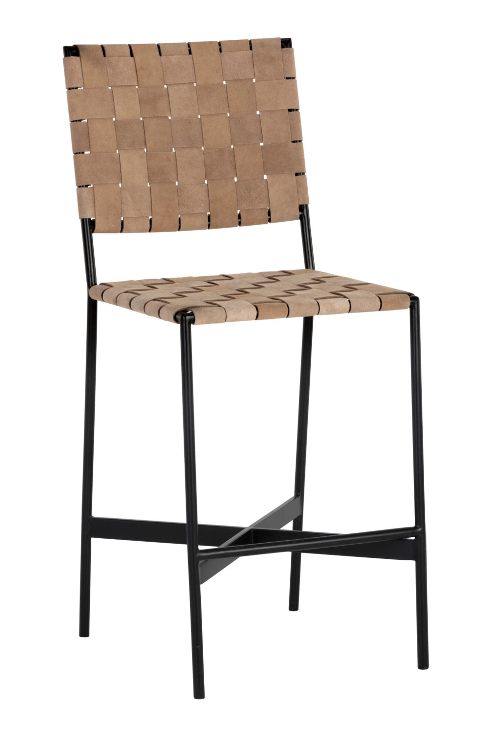 Weaved Suede Leather Counter Stool by Splendido Omari