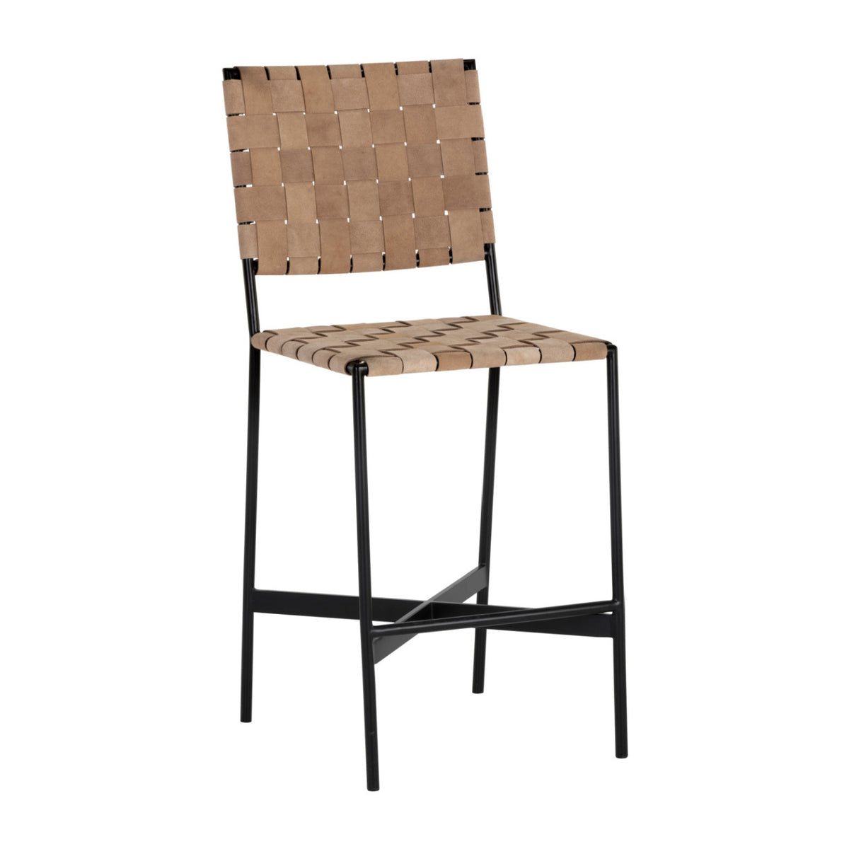 Weaved Suede Leather Counter Stool | Splendido Omari