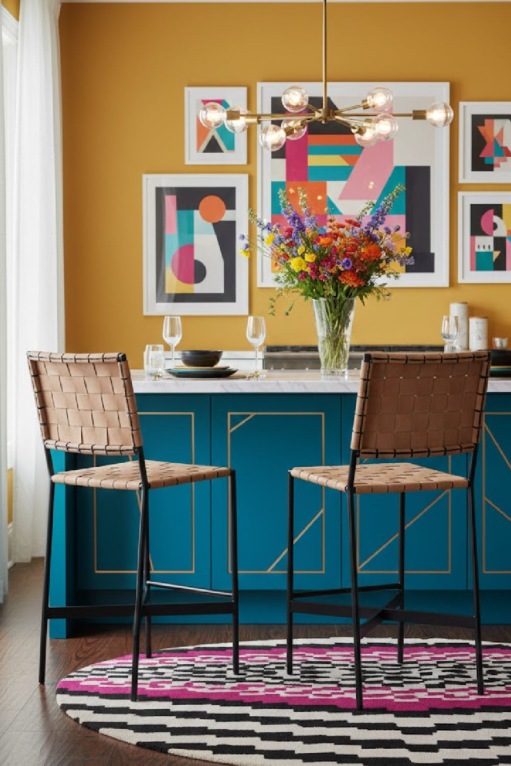 Weaved Suede Leather Counter Stool by Splendido Omari, alternate view 2