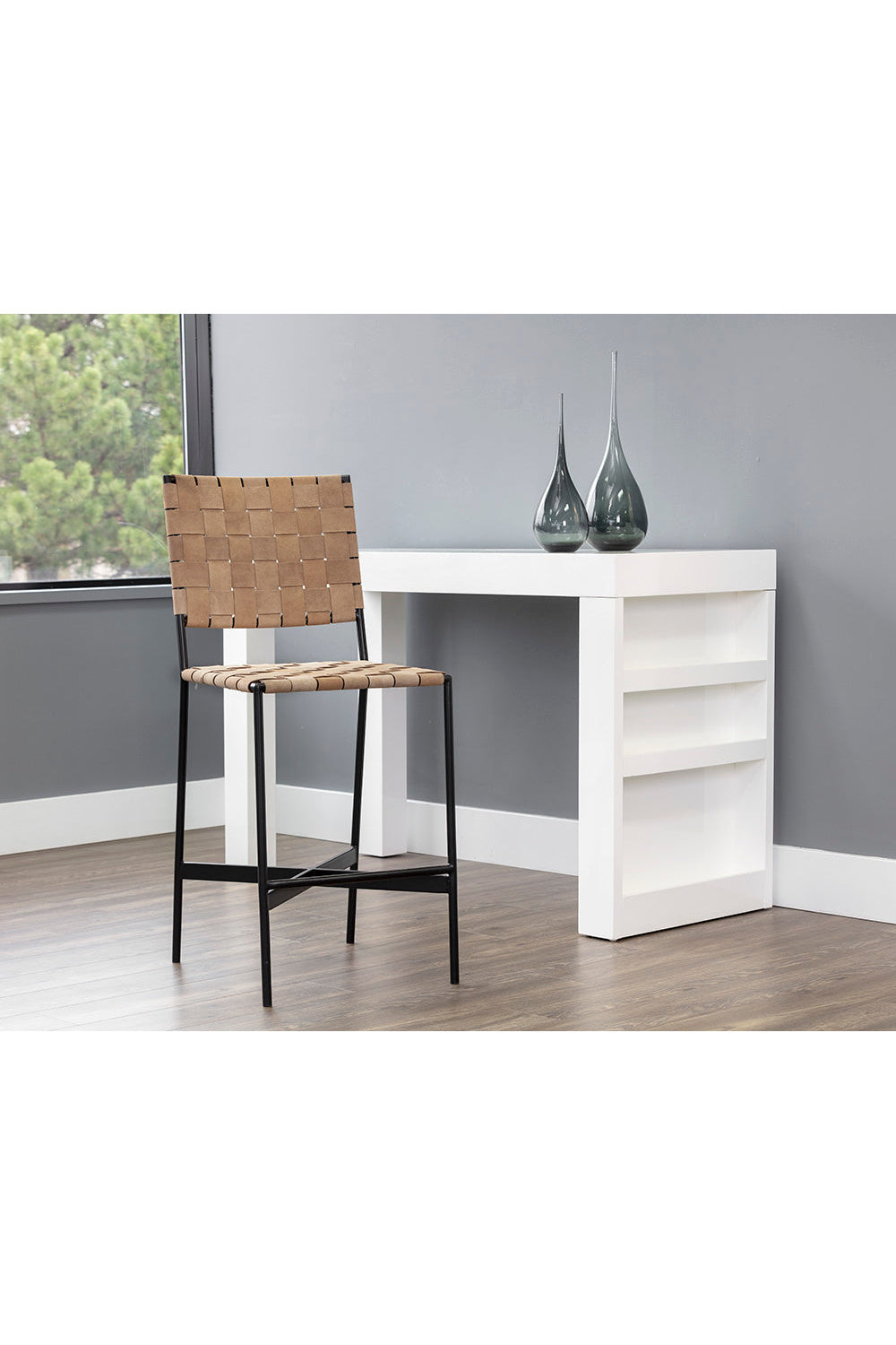 Weaved Suede Leather Counter Stool by Splendido Omari, alternate view 12