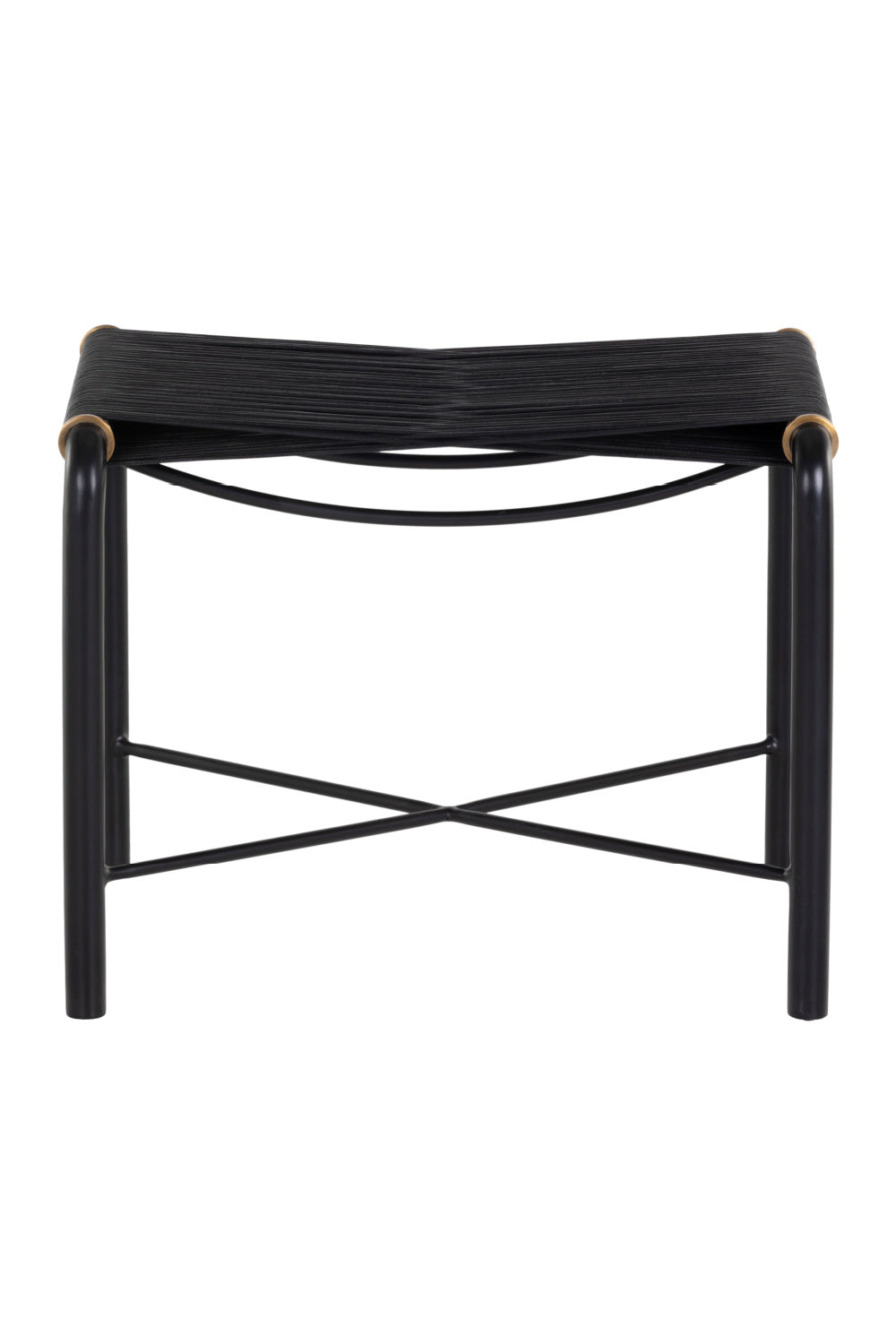 Black Leather Cord Stool by Splendido Riz Accent Stool