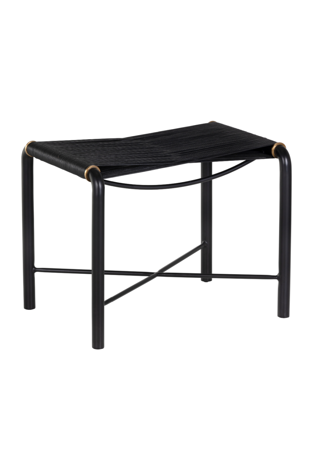 Black Leather Cord Stool by Splendido Riz Accent Stool, alternate view 3