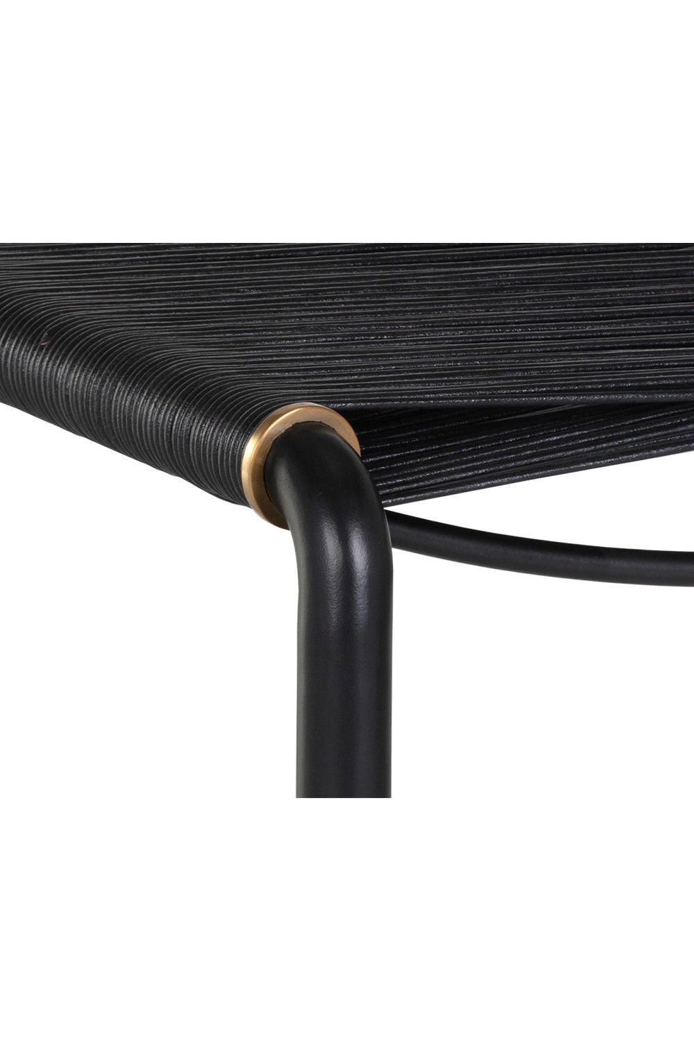 Black Leather Cord Stool by Splendido Riz Accent Stool, alternate view 6