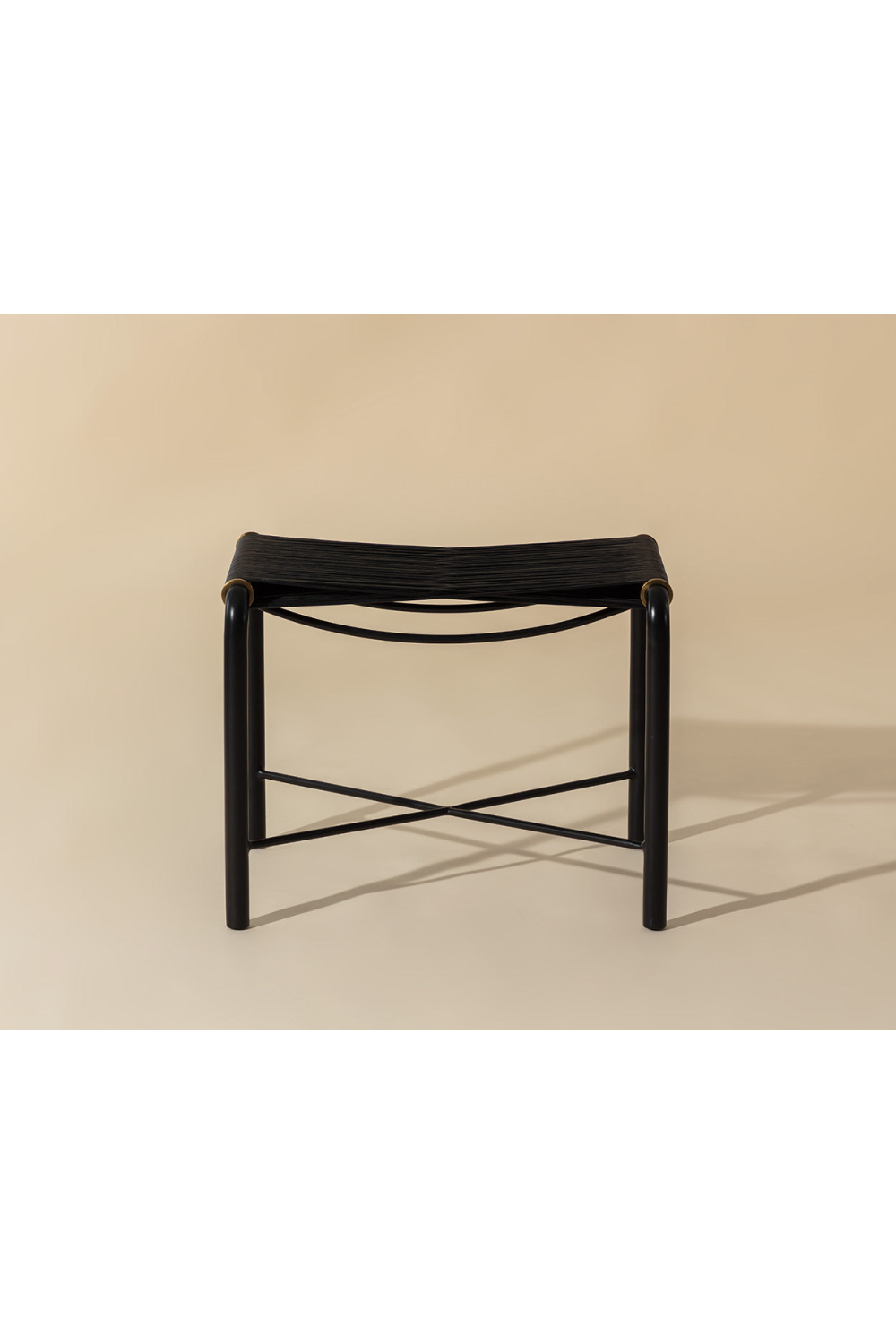 Black Leather Cord Stool by Splendido Riz Accent Stool, alternate view 7