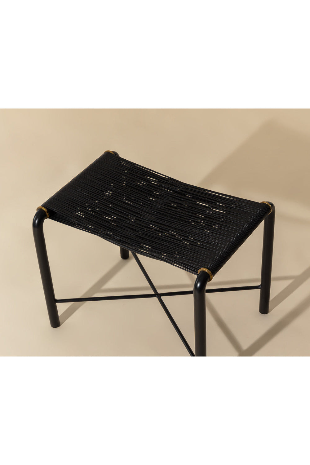 Black Leather Cord Stool by Splendido Riz Accent Stool, alternate view 9