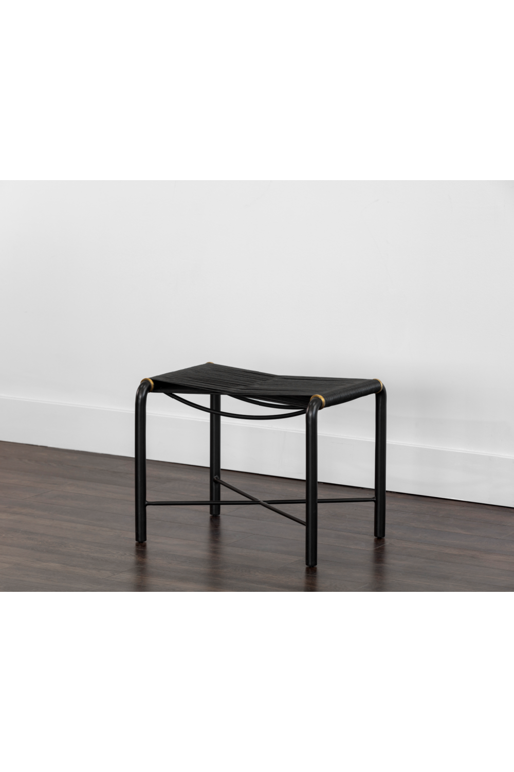 Black Leather Cord Stool by Splendido Riz Accent Stool, alternate view 10