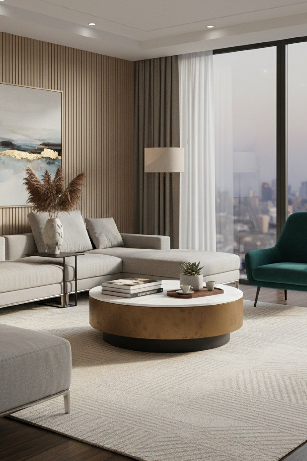 Round White Marble Coffee Table by Splendido Zelda, alternate view 2