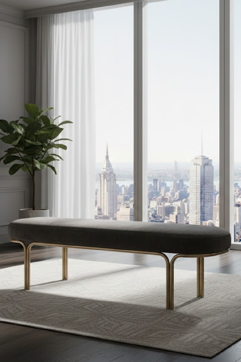 Oval Upholstered Bench by Splendido Gwen, alternate view 8