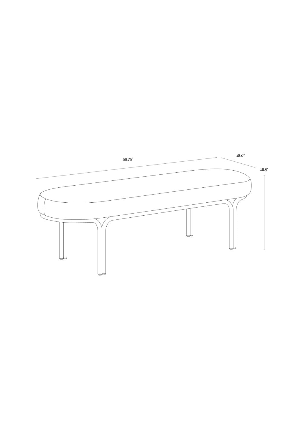 Oval Upholstered Bench by Splendido Gwen, alternate view 12