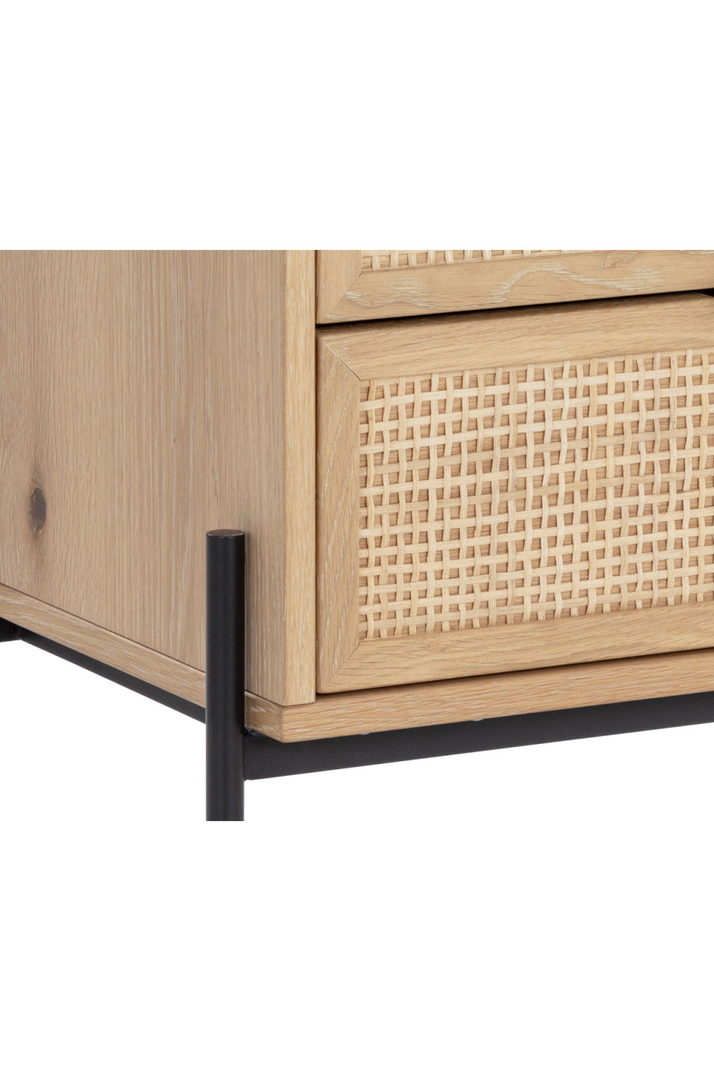 Black Oak Nightstand with Rattan Drawers by Splendido Avida, alternate view 7