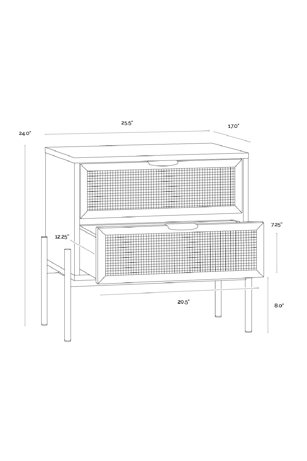 Black Oak Nightstand with Rattan Drawers by Splendido Avida, alternate view 8