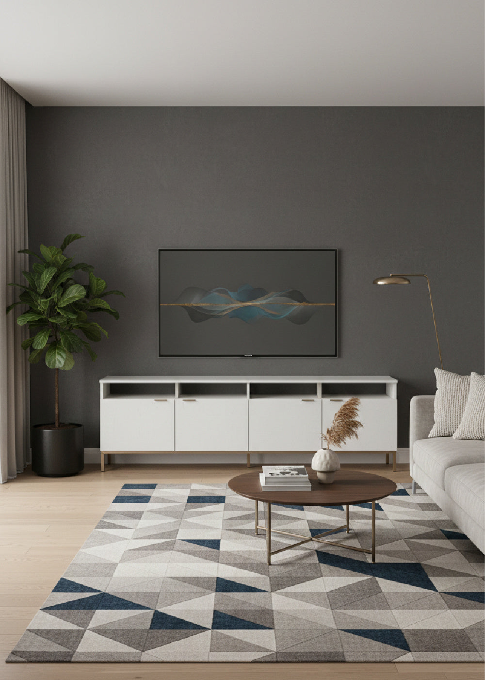 Modern European furniture - Cream Oak 4-Door Modular Cabinet - www.oroa.com