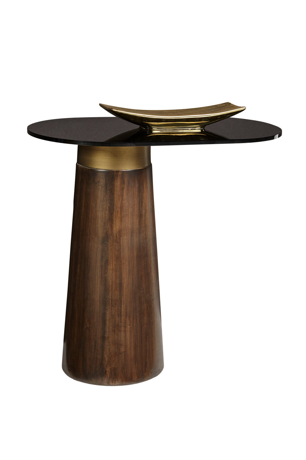 Black Glass Oval Side Table by Splendido Lamont, alternate view 3