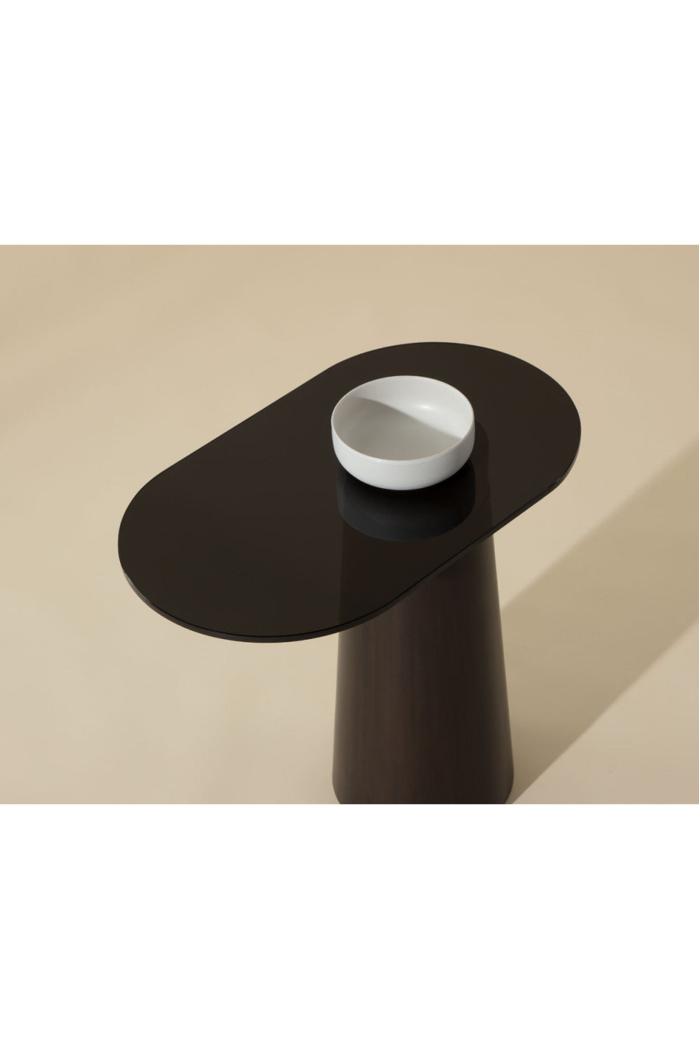 Black Glass Oval Side Table by Splendido Lamont, alternate view 9