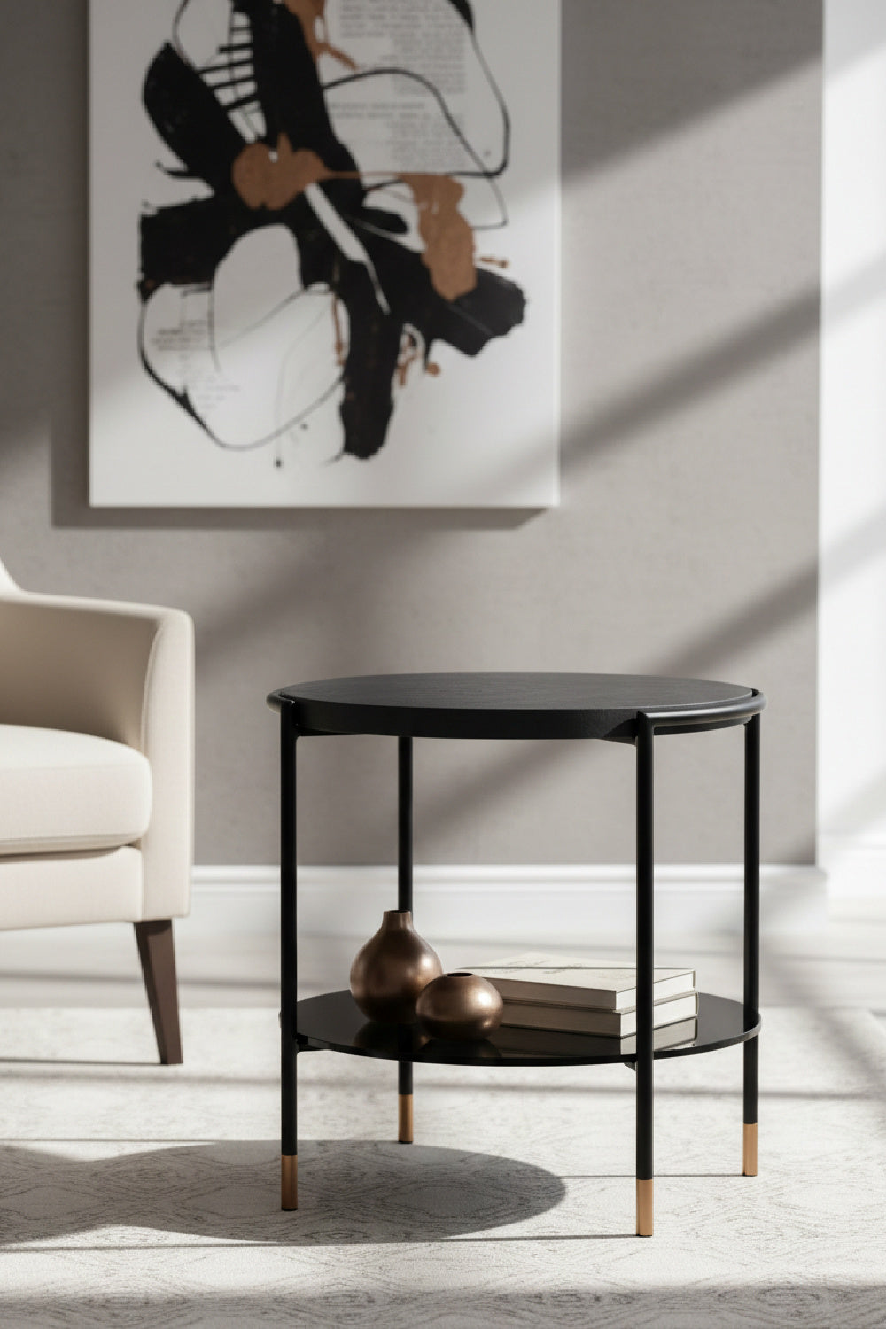 Black 2-Layer Indoor/Outdoor Side Table | Splendido Zuma | Oroa.com