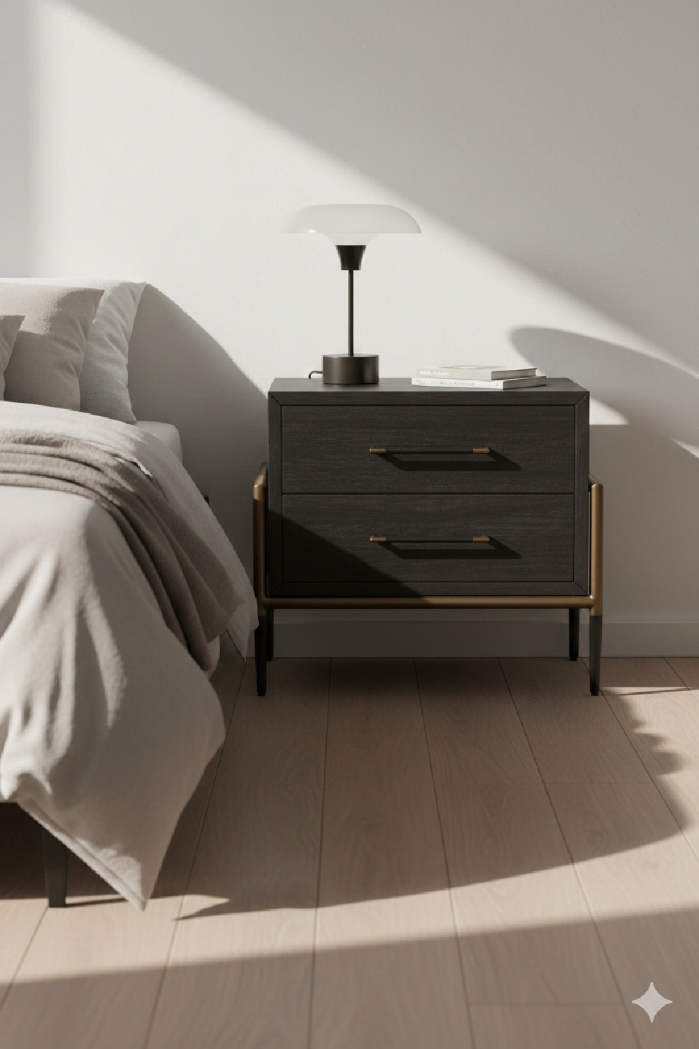 Acacia Veneer 2-Drawer Nightstand by Splendido Weldrick, alternate view 11