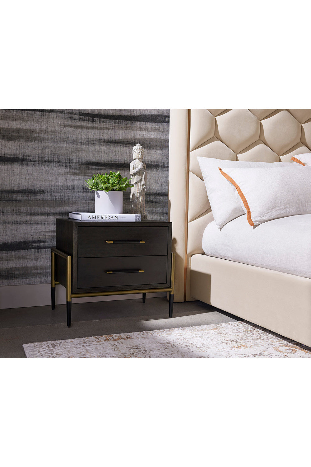 Modern European furniture - Acacia Veneer 2-Drawer Nightstand - www.oroa.com