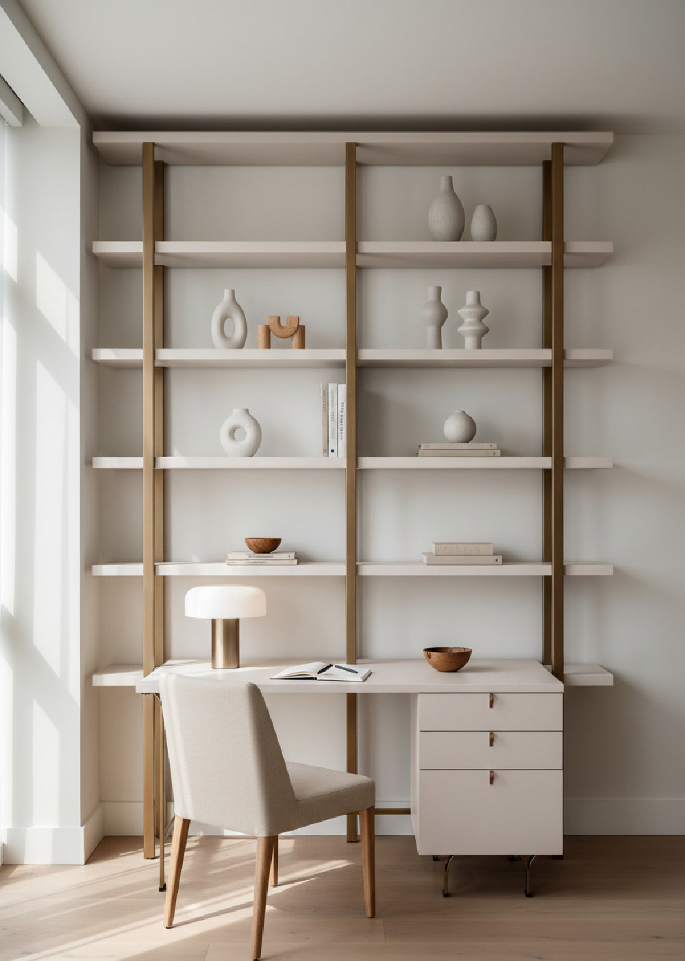 Cream Wooden 3-Drawer Desk by Splendido Celine, alternate view 2