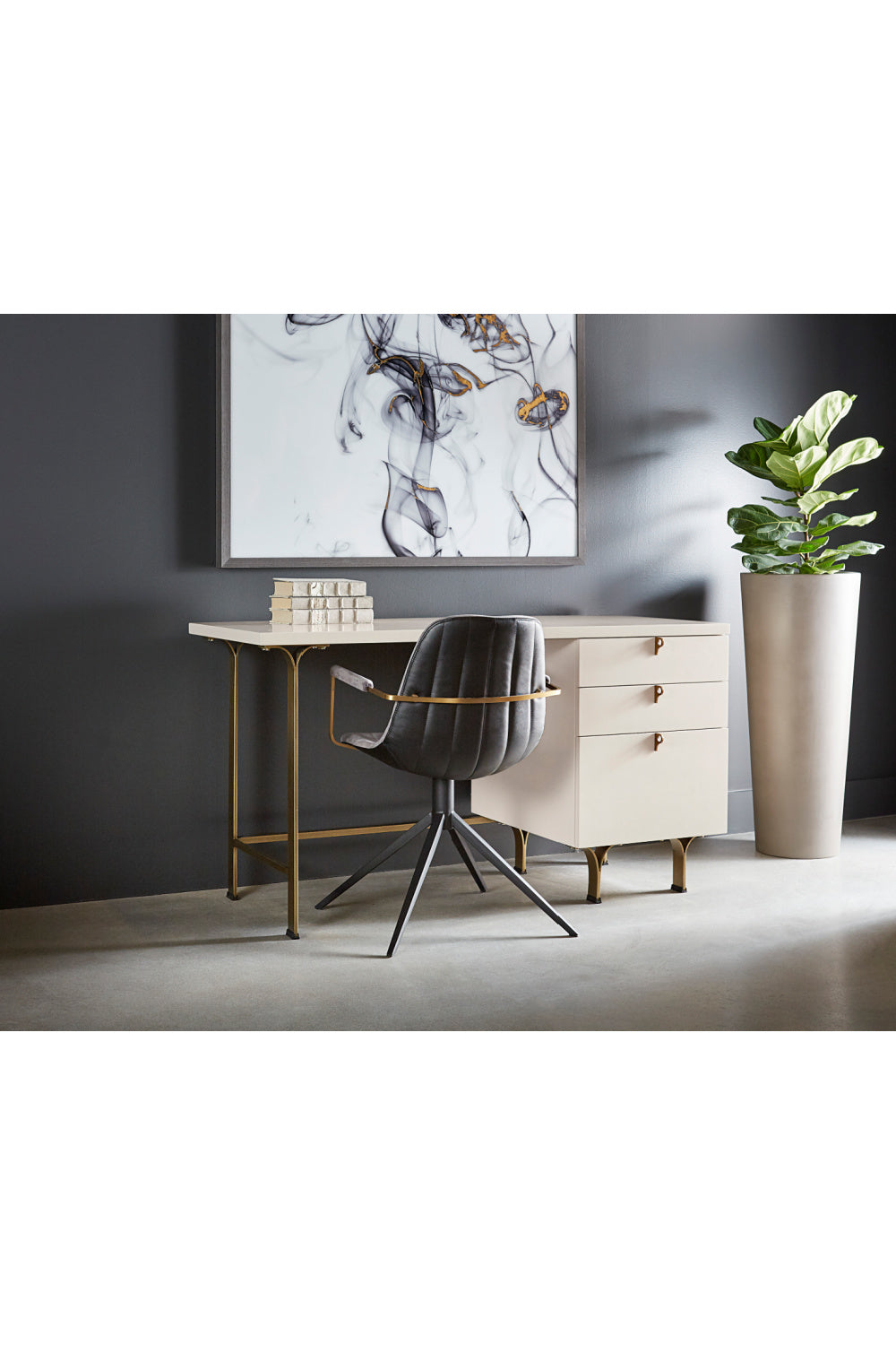Cream Wooden 3-Drawer Desk by Splendido Celine, alternate view 7