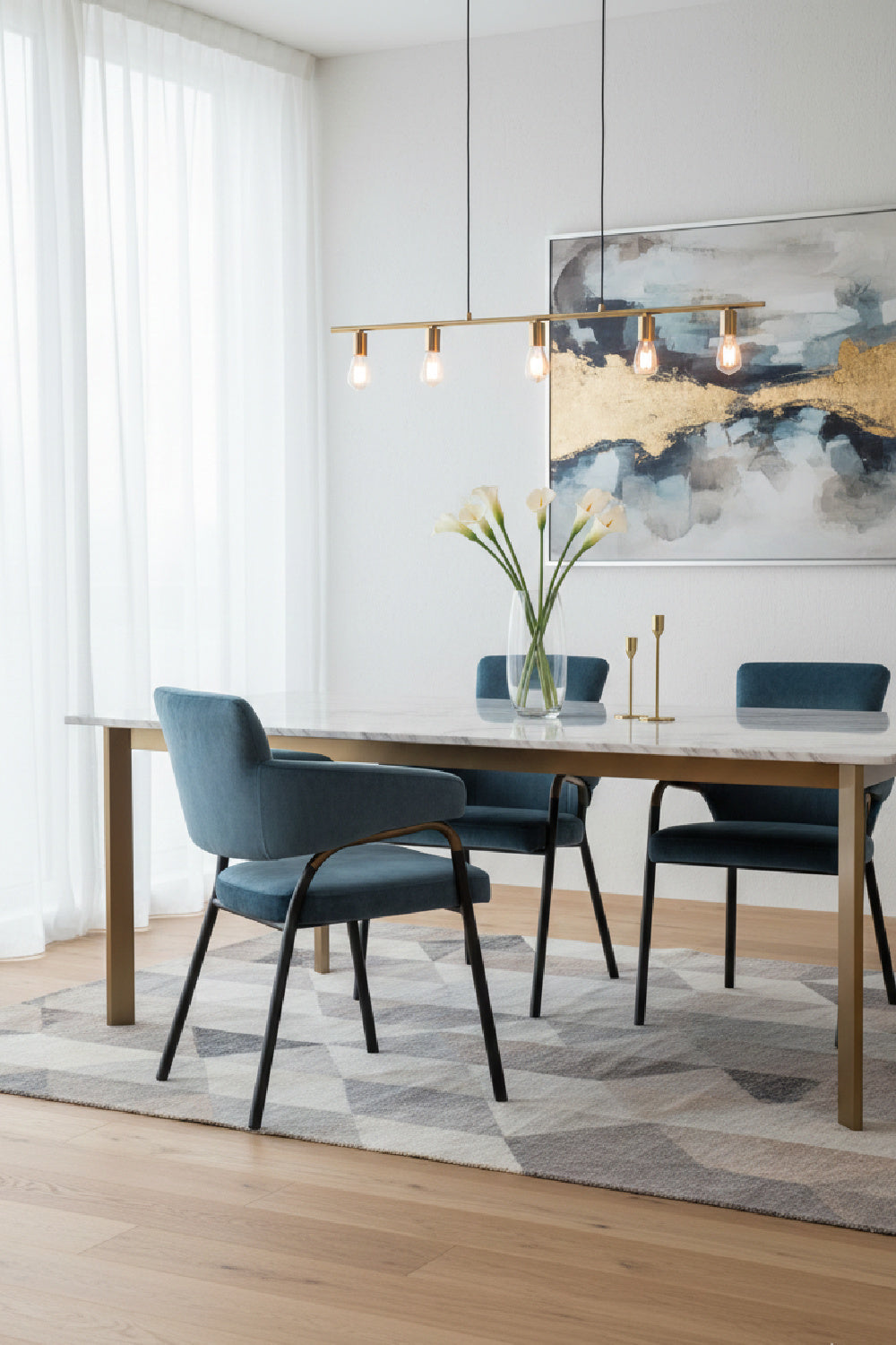 Blue Fabric Dining Armchair by Splendido Sharqui Dining Chair, alternate view 2