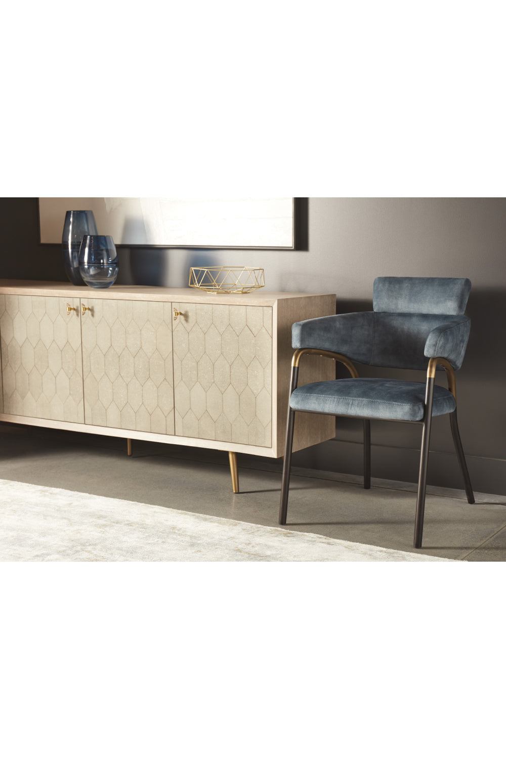 Blue Fabric Dining Armchair by Splendido Sharqui Dining Chair, alternate view 10