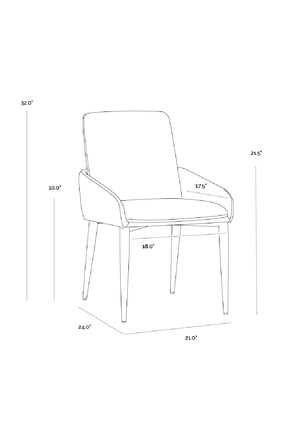Structured Curved Dining Armchair by Splendido Carlo Dining Chair, alternate view 9