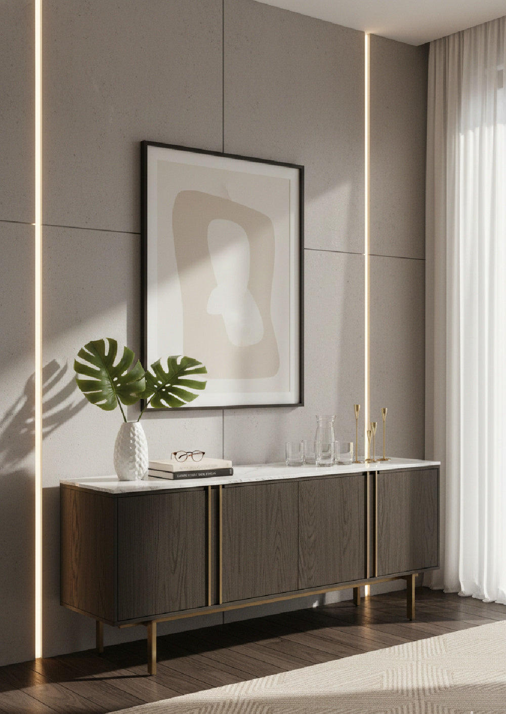 Modern European furniture - Weathered Oak 4-Door Sideboard - www.oroa.com