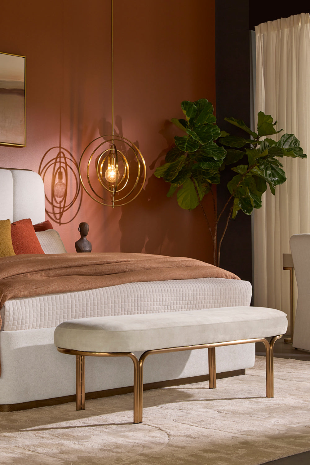 Oval Upholstered Bench by Splendido Gwen, alternate view 2