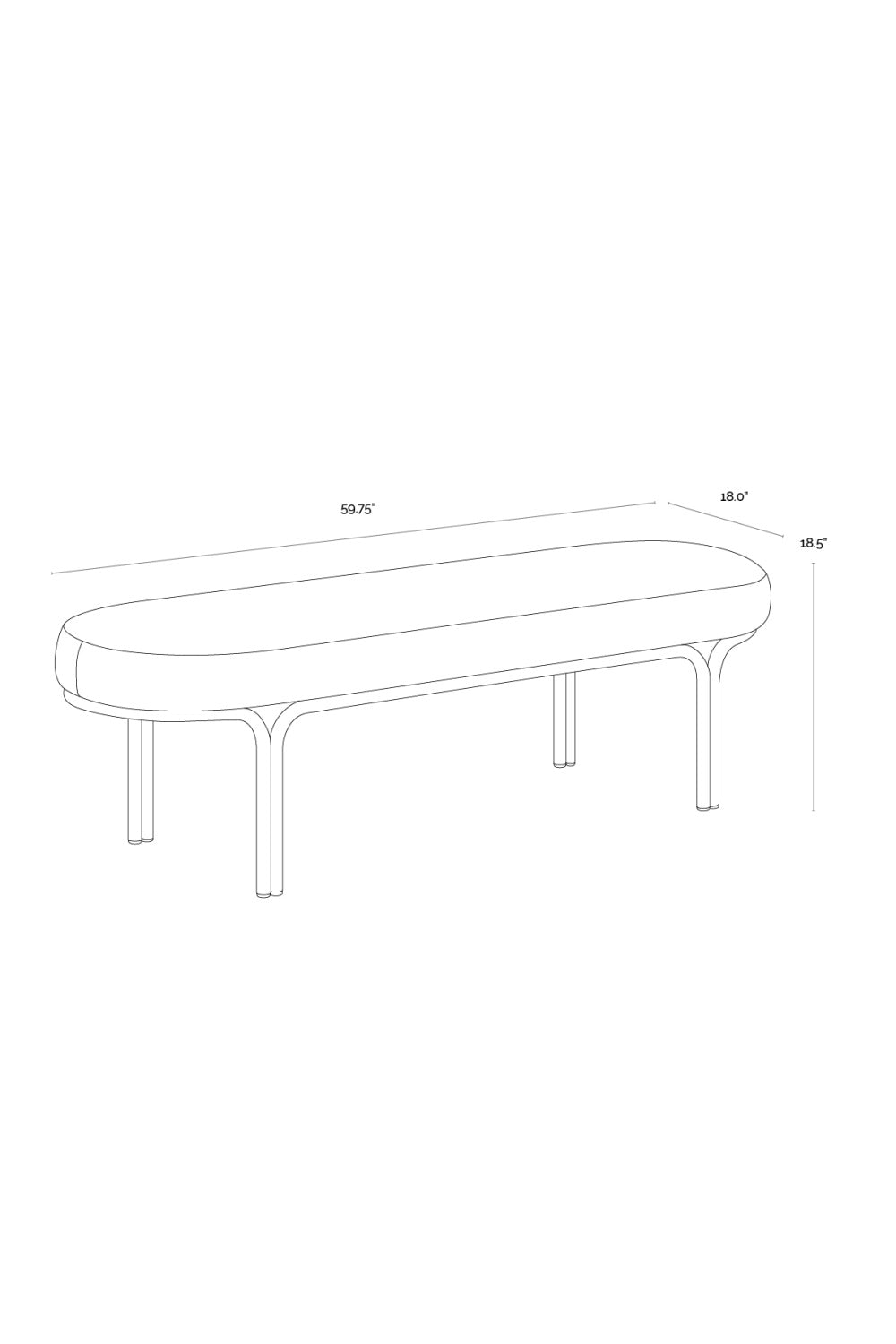 Oval Upholstered Bench by Splendido Gwen, alternate view 6