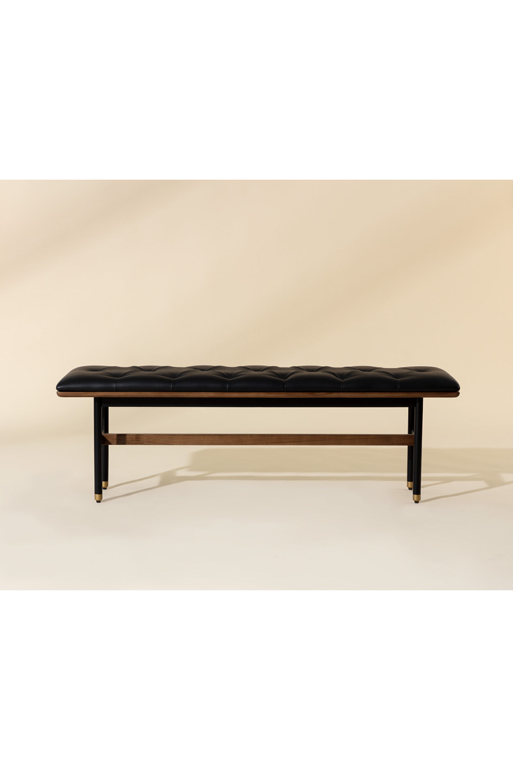 Black Leather Look Bench by Splendido Staten, alternate view 7