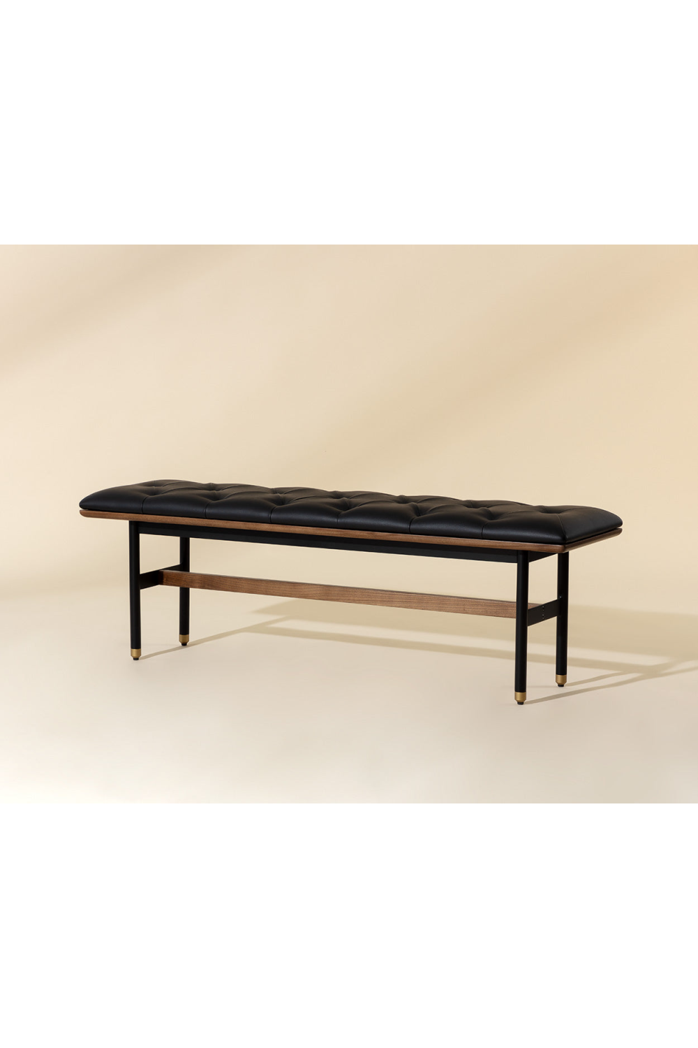 Black Leather Look Bench by Splendido Staten, alternate view 9