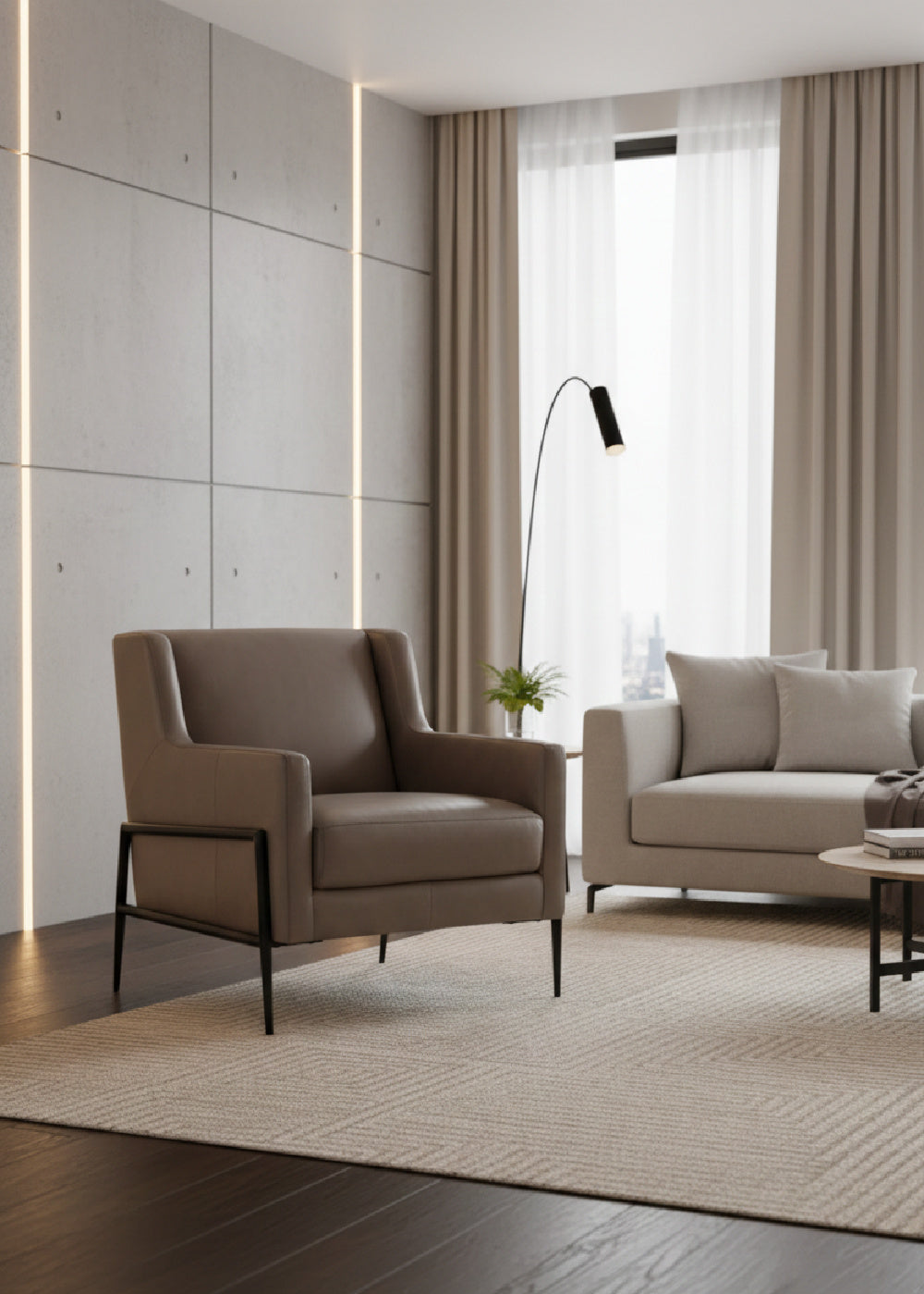 Gray Leather Modern Lounge Chair by Splendido Talula Accent Chair, alternate view 2