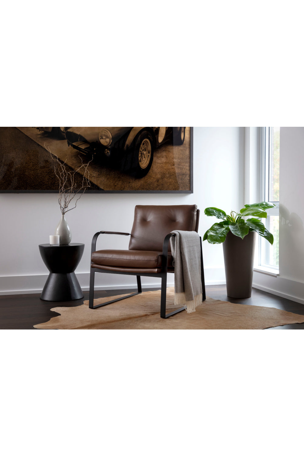 Brown Leather Industrial Lounge Chair by Splendido Sterling Accent Chair, alternate view 13