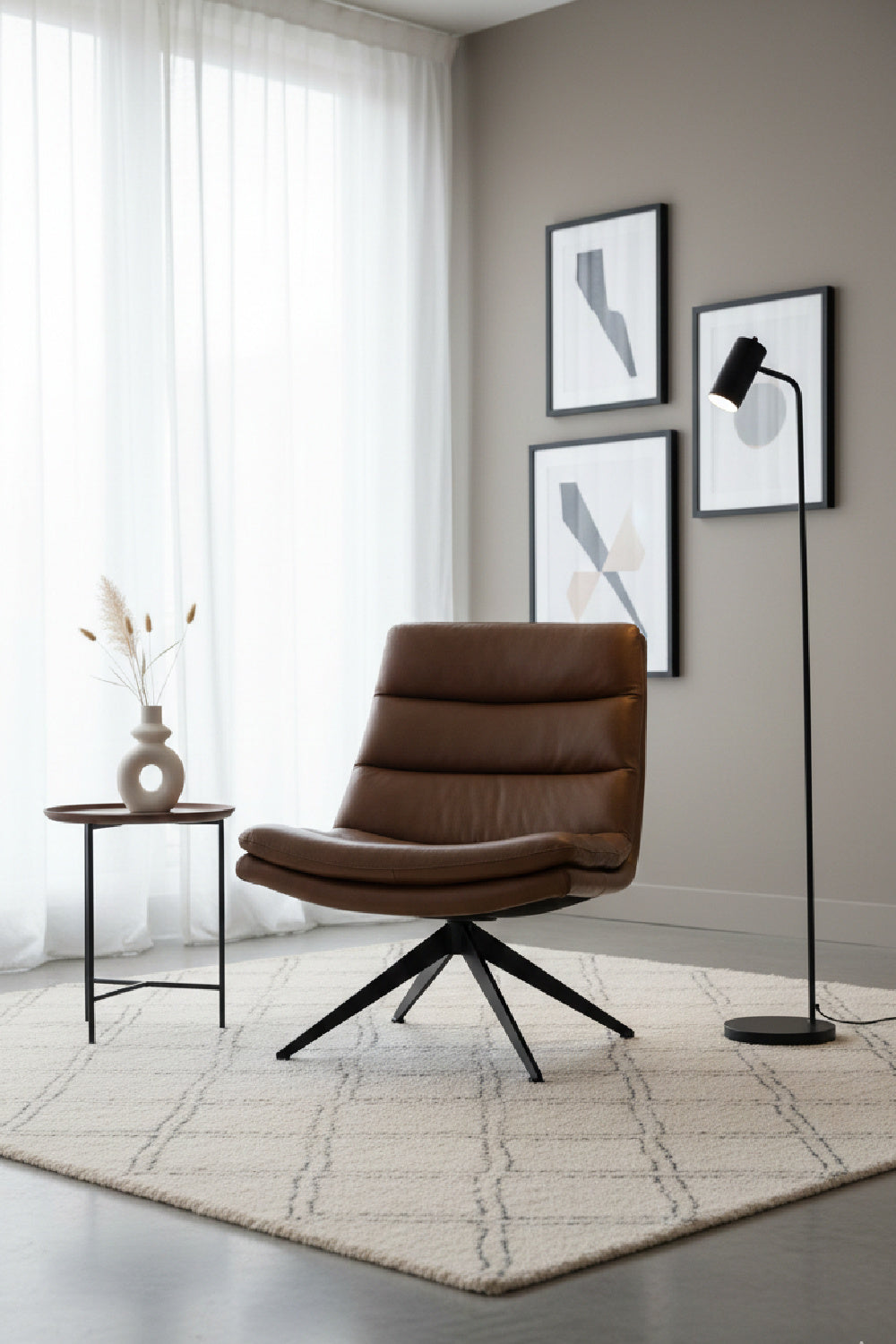 Curved Swivel Lounge Chair by Splendido Keller Accent Chair, alternate view 2