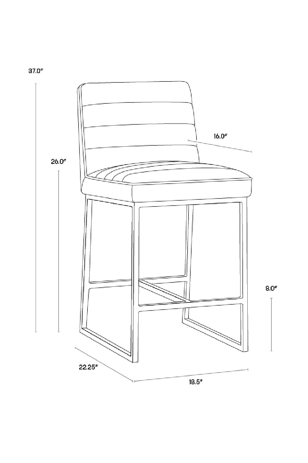 Modern Channel-Tufted Counter Stool by Splendido Spyros, alternate view 8