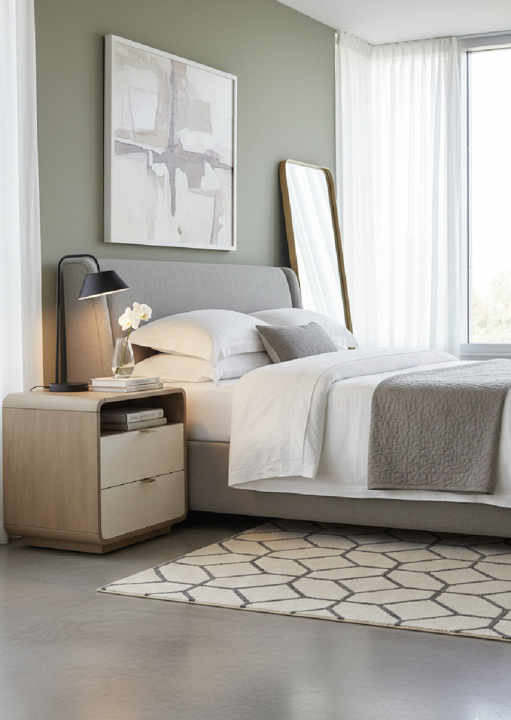 Cream Acacia 2-Drawer Nightstand by Splendido Kayden, alternate view 2