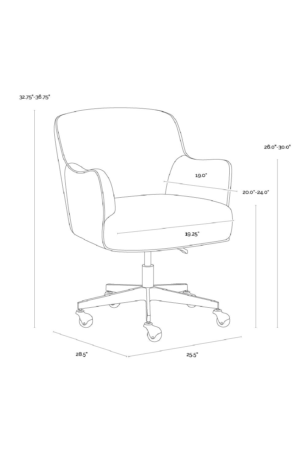 Boucle Swivel Office Chair by Splendido Karina, alternate view 24