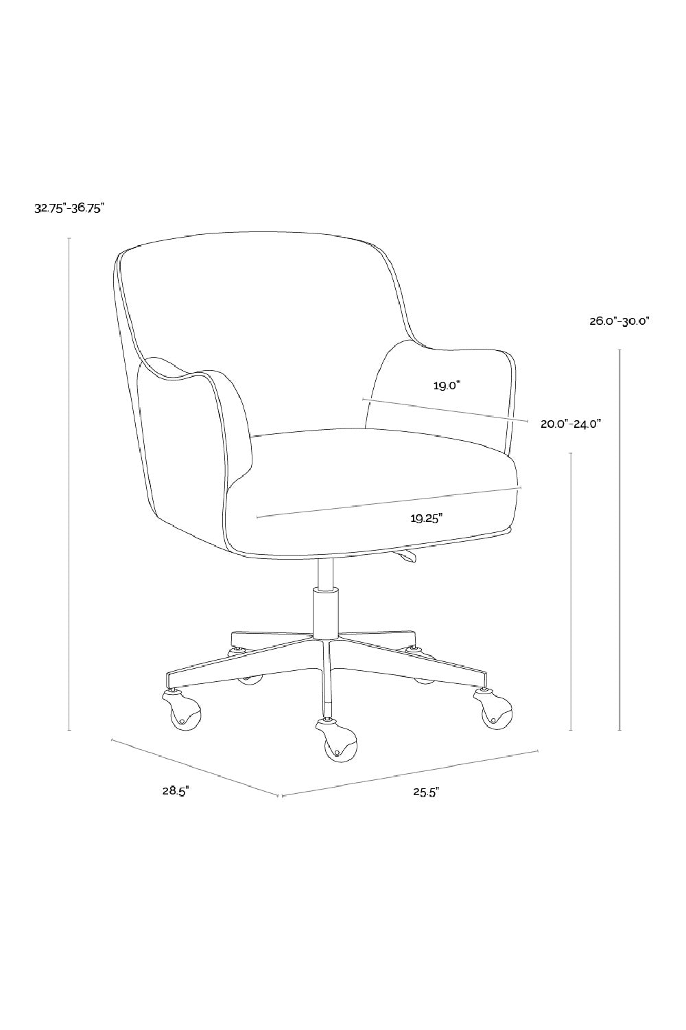 Boucle Swivel Office Chair by Splendido Karina, alternate view 14