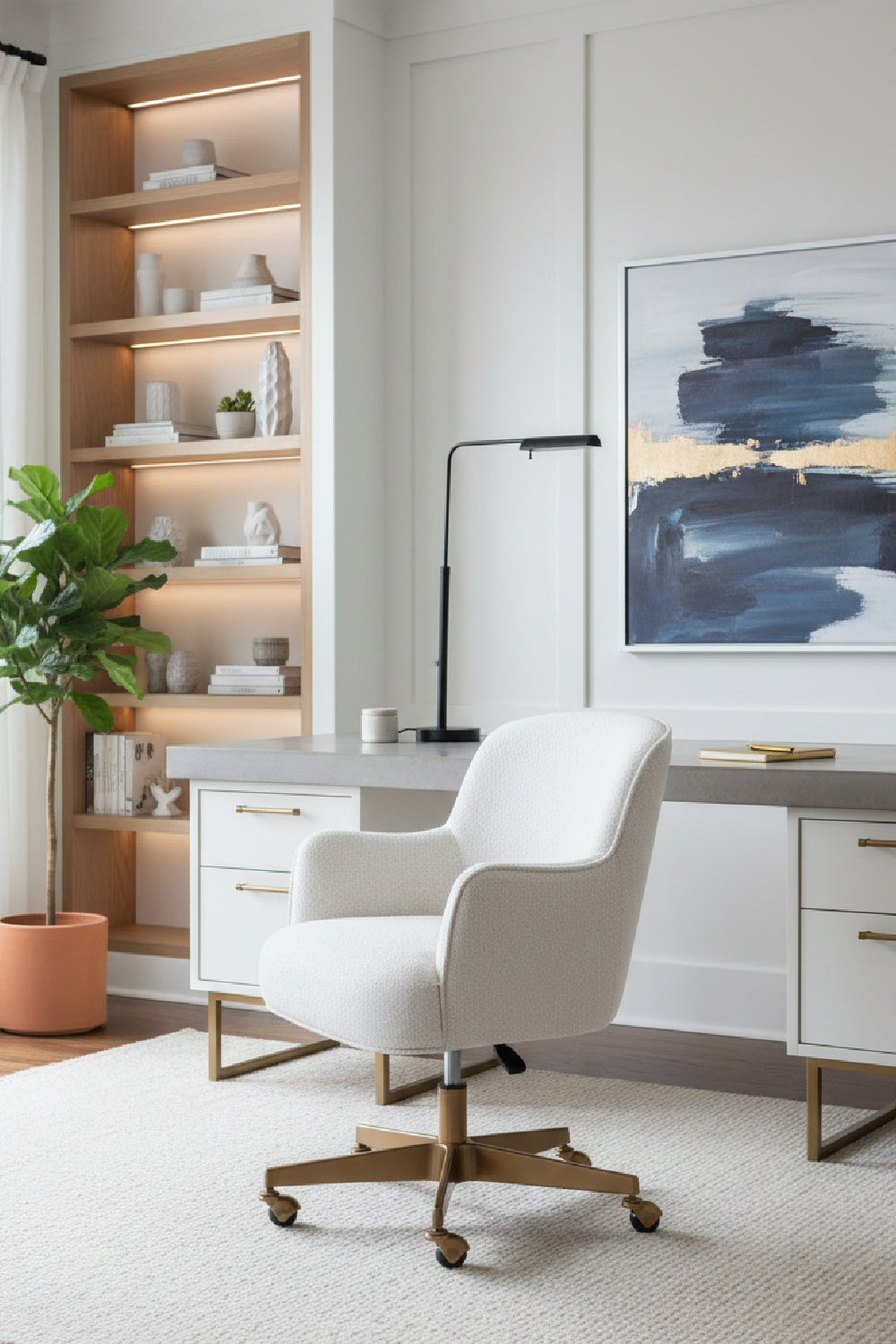 Boucle Swivel Office Chair by Splendido Karina, alternate view 2