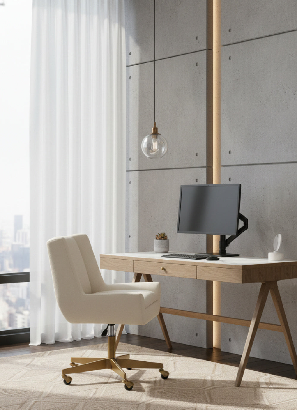 White Upholstered Office Chair by Splendido Mirian, alternate view 2