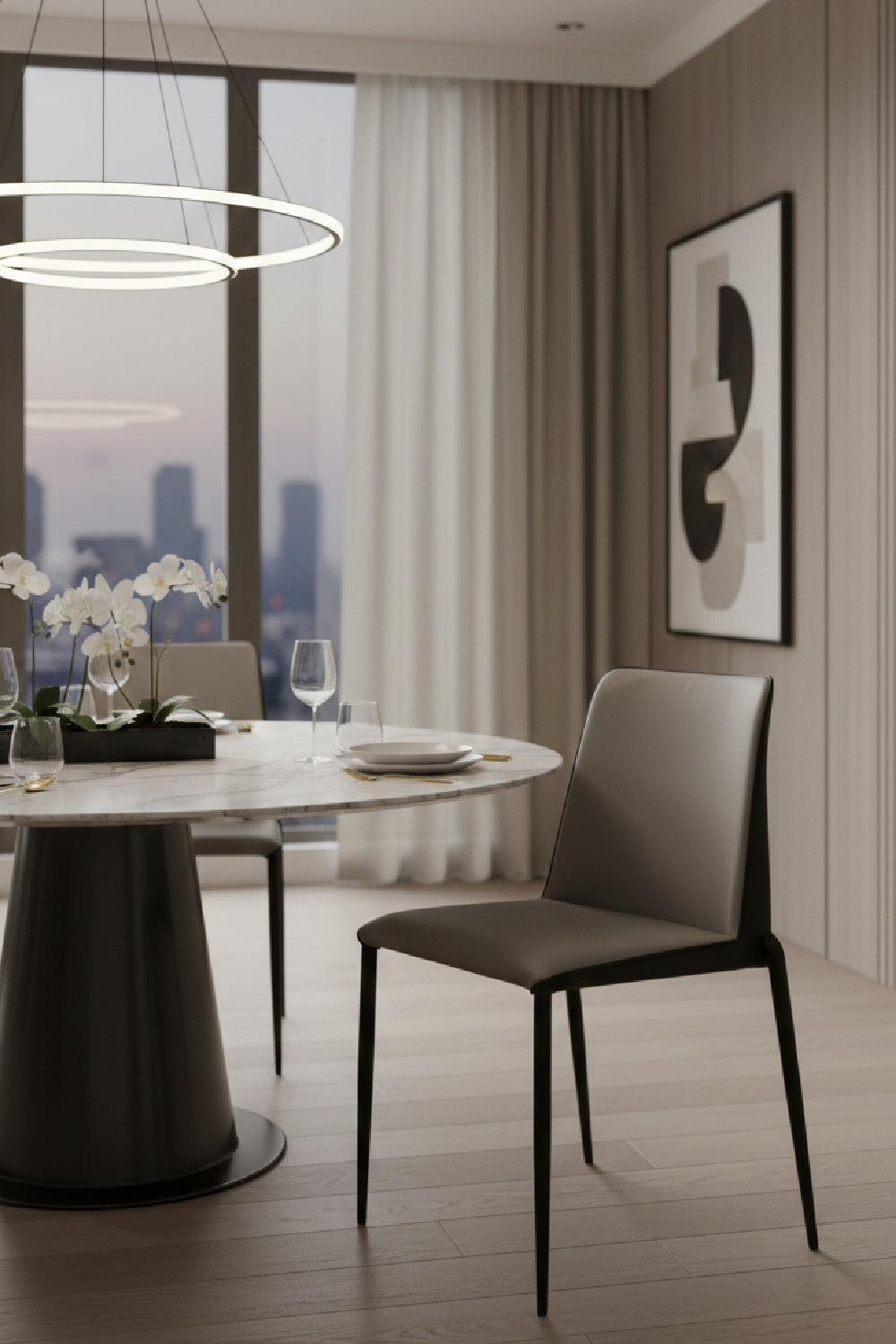 Leather Look Stackable Dining Chair by Splendido Renee, alternate view 2