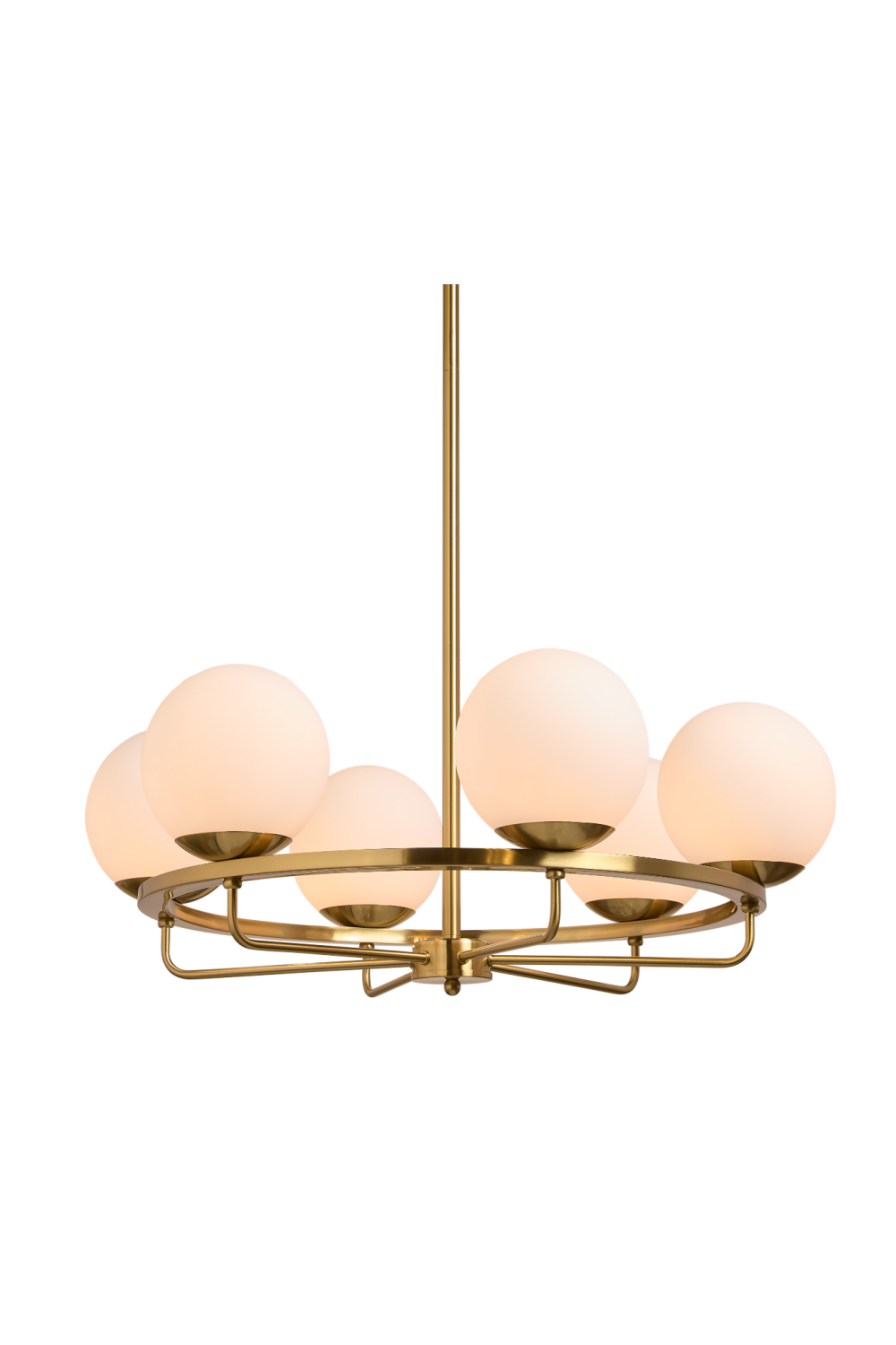 Gold Framed White Glass Chandelier by Splendido Eliora