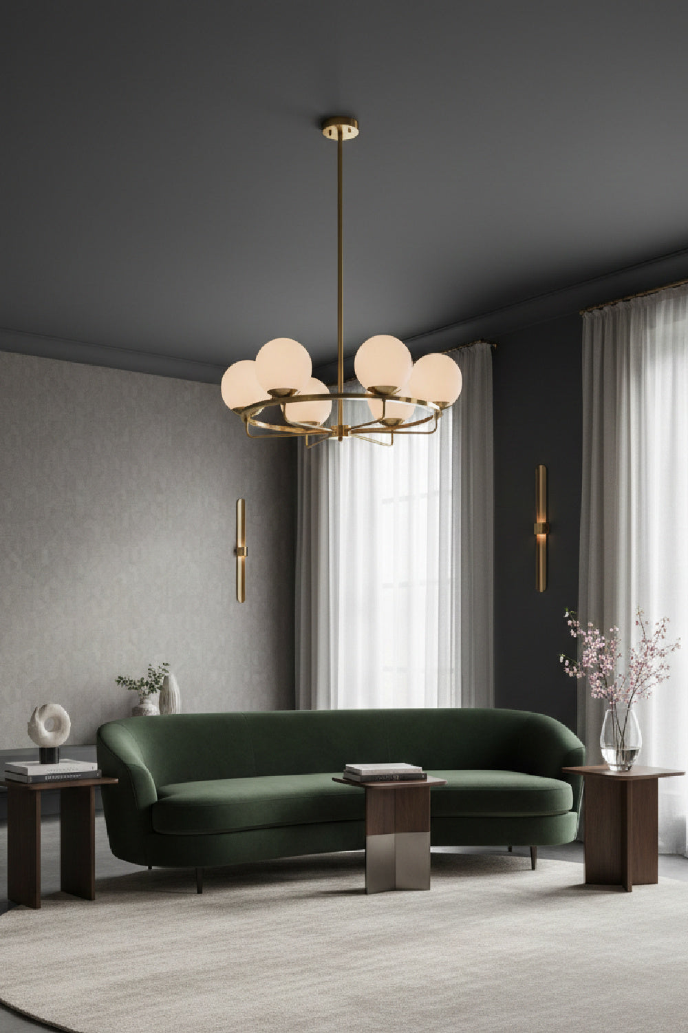 Gold Framed White Glass Chandelier by Splendido Eliora, alternate view 2