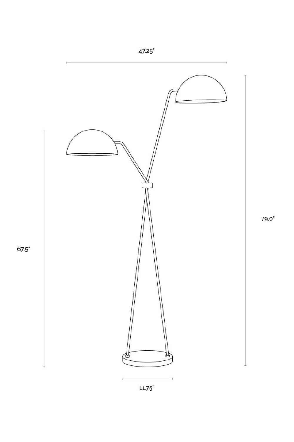 Black Dual-Domed Floor Lamp by Splendido Faven, alternate view 7