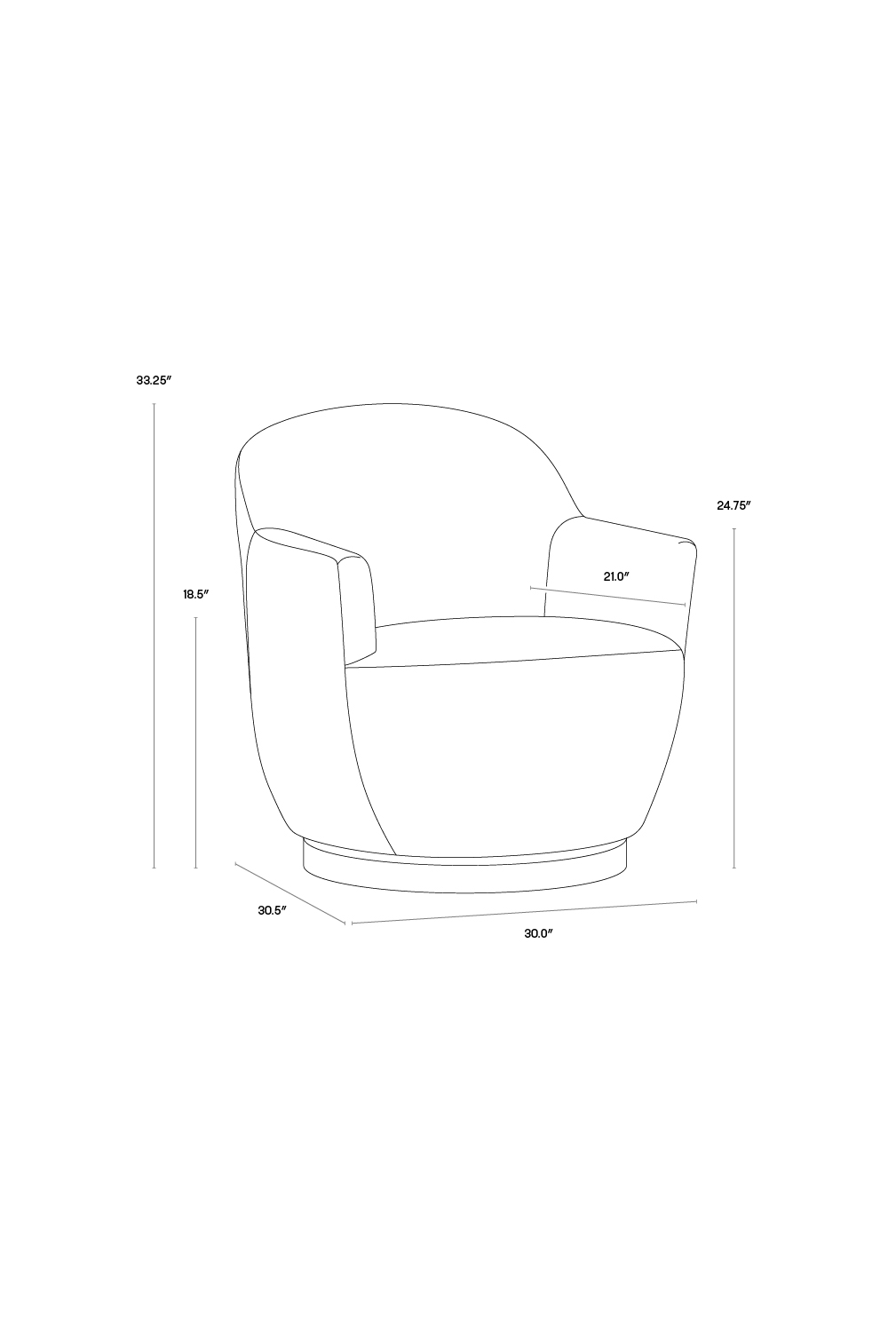 Barrel-Back Swivel Lounge Chair by Splendido Casey Accent Chair, alternate view 9