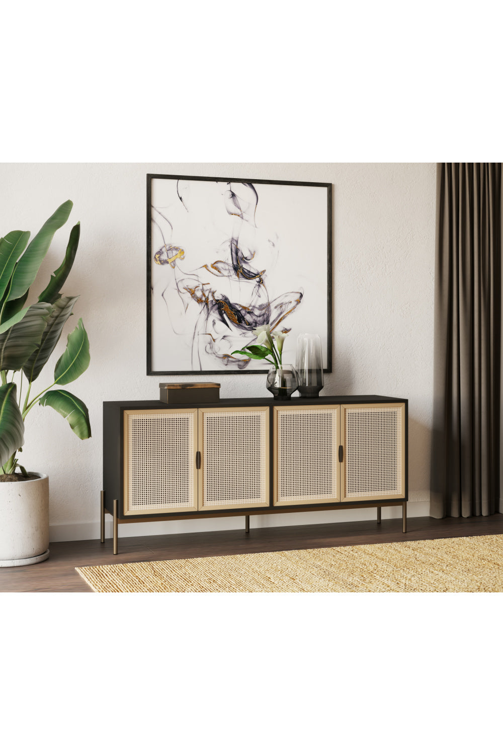 Natural Rattan 4-Door Sideboard by Splendido Avida, alternate view 9