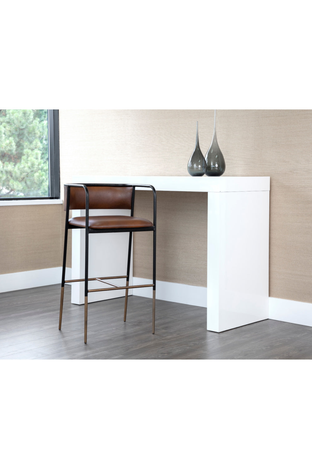 Brown Leather Look Bar Stool by Splendido Brenan Barstool, alternate view 8