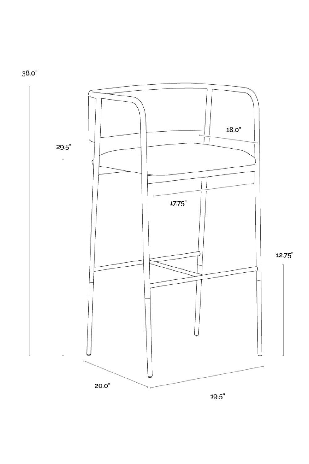 Brown Leather Look Bar Stool by Splendido Brenan Barstool, alternate view 9